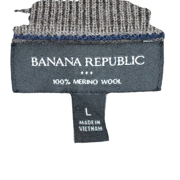 NWOT Banana Republic Mens Brown Striped 100% Merino Wool Sweater L - Picture 4 of 6